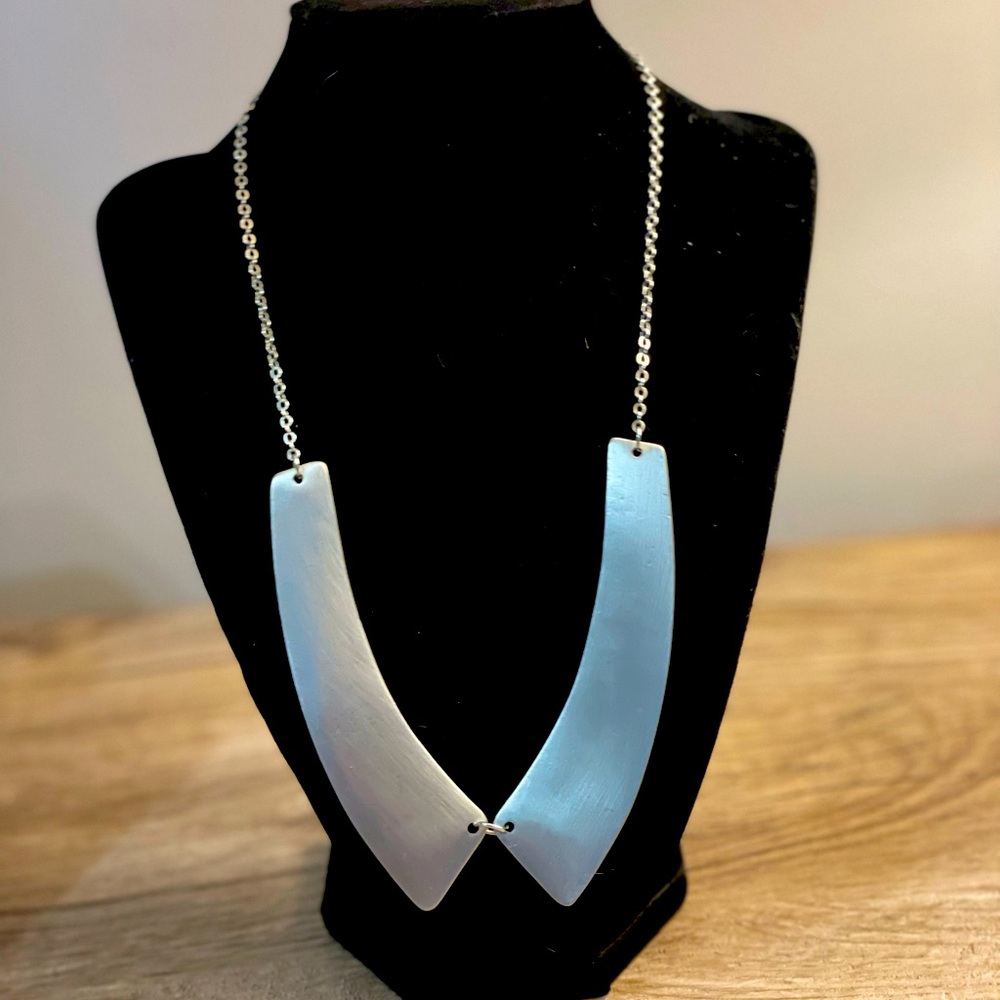 Silver tone statement necklace